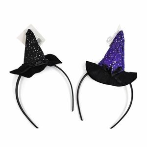 Novelty Headband Black or Purple Hat Silver Accents Holiday Seasonal Party Prop